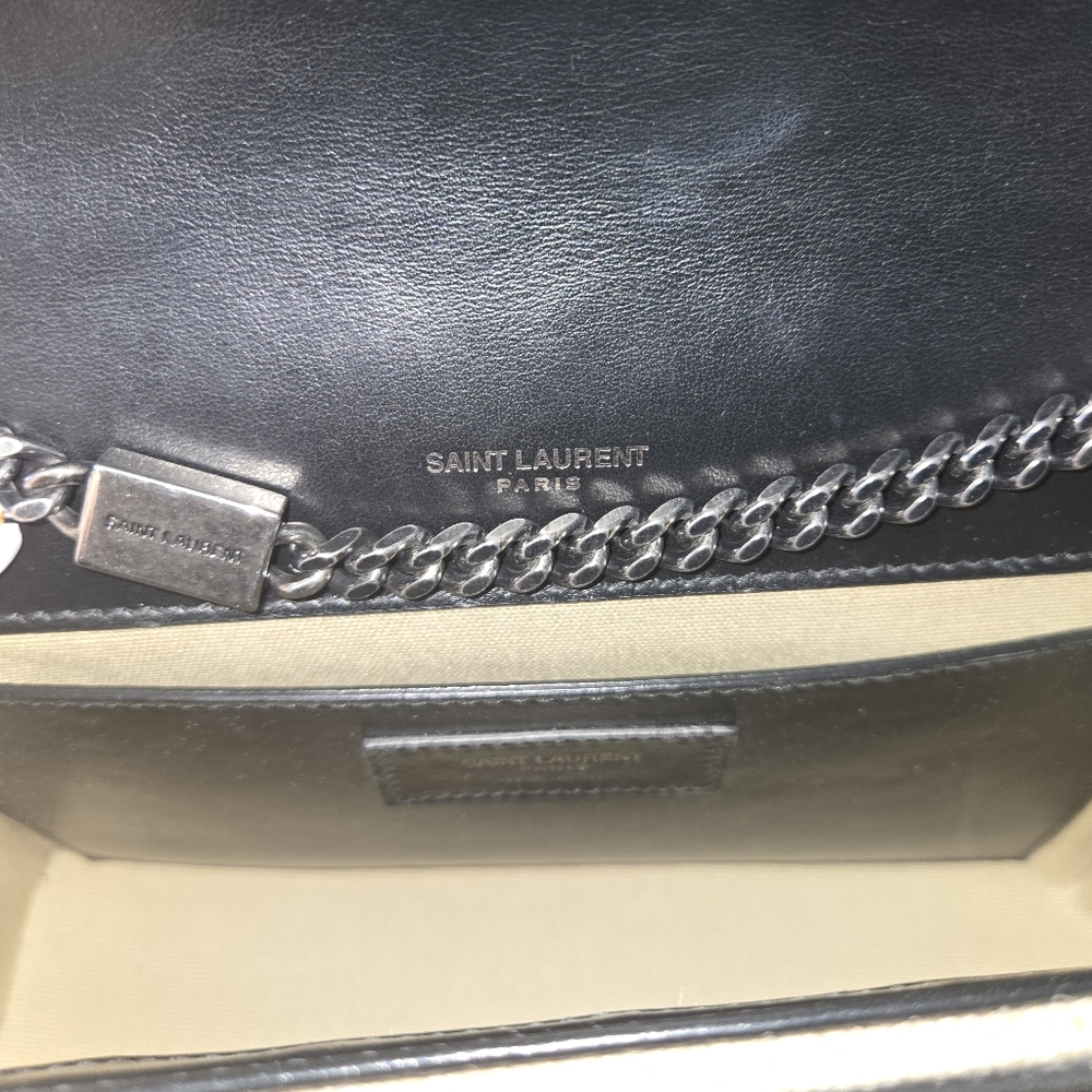 Saint Laurent Straw Crossbody Bag in Cream and Navy Trim - Picture 7 of 11